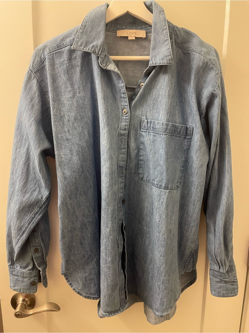 LOFT Women’s Light Wash Denim Button-Up Shirt